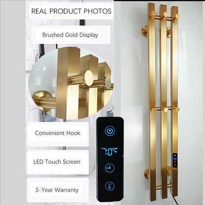 OXG Electric Heated Towel Rack Wall Mounted Bathroom Towel Warmer Dryer Heater 3 Bars Timer Touch Control WiFi Energy Saving