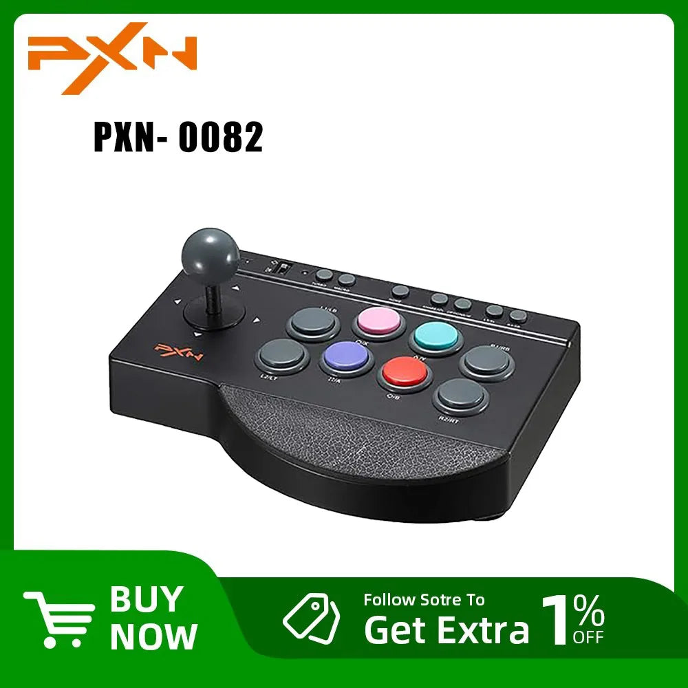 PXN 0082 Wired Game Joystick Arcade Console Street Fighter Controller Gaming Joystick for USB PS3/PS4/Switch/PC/Android TV /XBOX