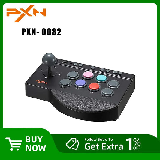 PXN 0082 Wired Game Joystick Arcade Console Street Fighter Controller Gaming Joystick for USB PS3/PS4/Switch/PC/Android TV /XBOX