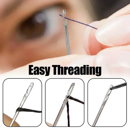36/12PCS Blind Needle Elderly Needle-side Big Hole Hand Stainless Steel Sewing Needless Threading Household DIY Sewing Needles
