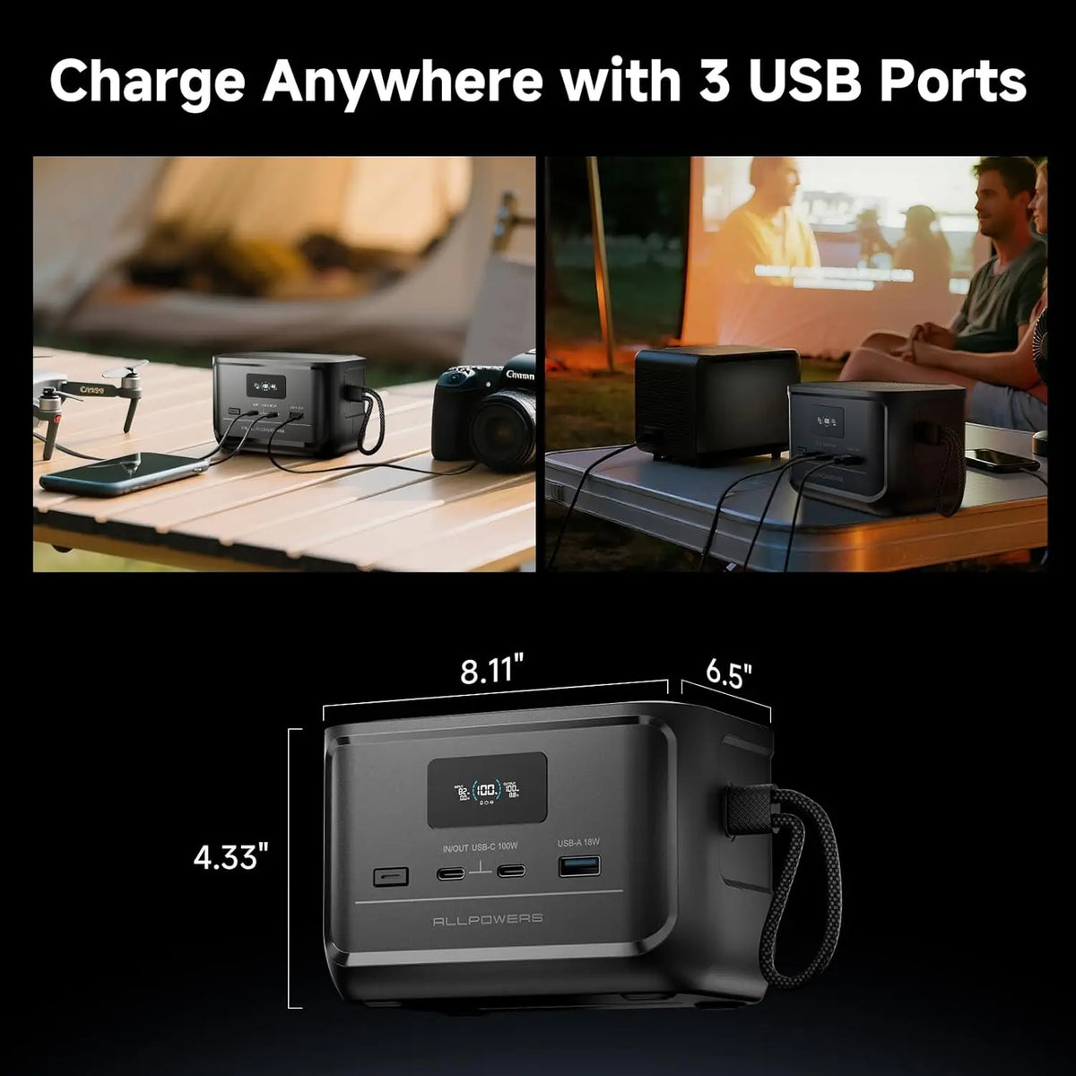 ALLPOWERS 31000mAh SOLAX P100 Portable Power Station 99.2wh Solar Generator with USB-C USB-A Outlet for Camping Home RVs Hunting
