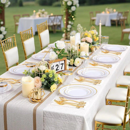 Supernal 800 Pcs Gold Plastic Dinnerware Set for 100 Guests Party Supplies