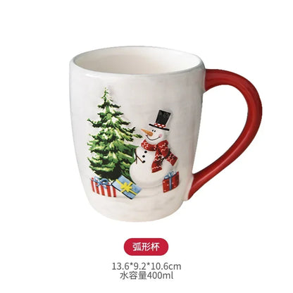 Nordic creative Christmas Snowman bowl plate cutlery set Western ceramic dinner plates Home rice salad bowl cup Christmas gift