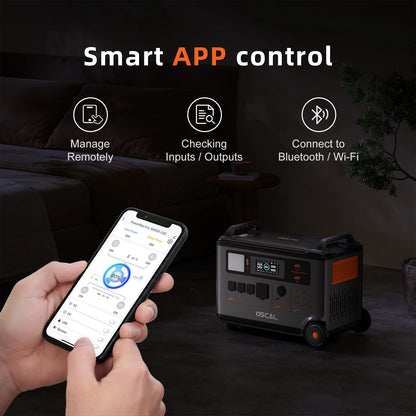 OSCAL PowerMax 3600SE Portable Power Station With 200W Solar Panel, 3600Wh LiFePO4 Battery, Solar Generator optional 200W Solar Panel, 3600W (Surge 7200W) Fast charging Home Backup Battery, Power Supply for Camping, RV