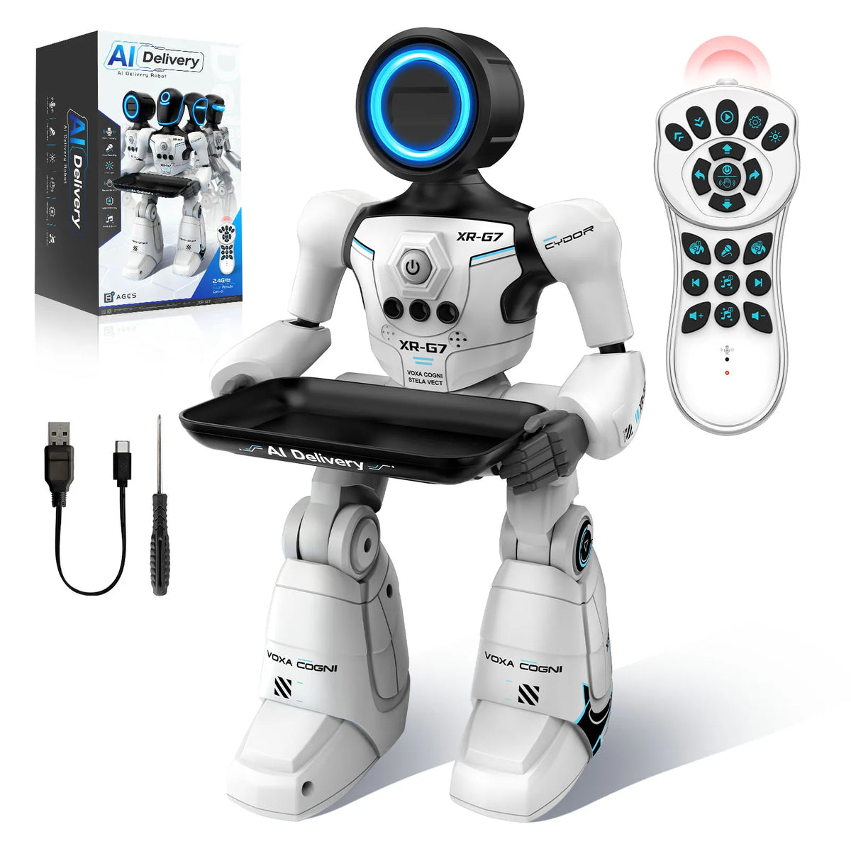 2.4G AI Smart Delivery Robot Gesture Voice Control Recording Programming LED Dancing Robot Christmas Toy Gift for Children