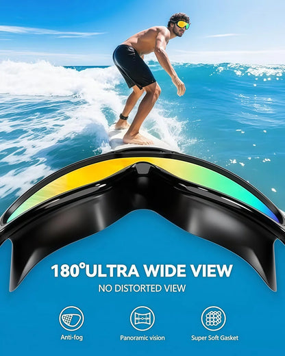 Adult Wide View Swim Goggles Anti-Fog Anti-UV No Leak Swimming Glasses with Earplugs for Men And Women Youth