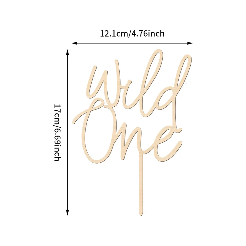 NUBECOM Wild One Cake Topper One Birthday Cake Topper Wooden Wild One Cake Decorations for Baby Shower First Birthday Decoration