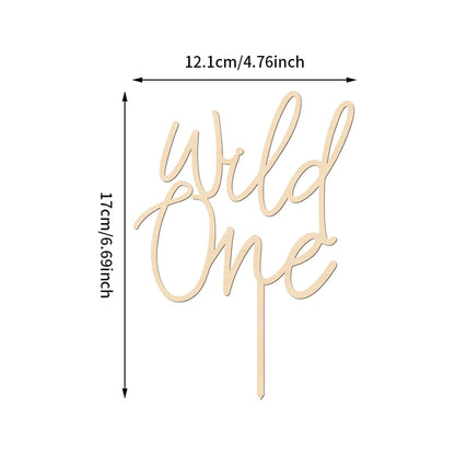 NUBECOM Wild One Cake Topper One Birthday Cake Topper Wooden Wild One Cake Decorations for Baby Shower First Birthday Decoration