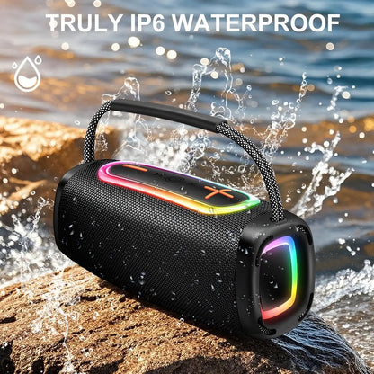 RGB Lights Portable Bluetooth Speaker, IPX7 Waterproof, 24H Playtime, Bluetooth 5.3, Outdoor Wireless Speaker with Hands-Free Mic.