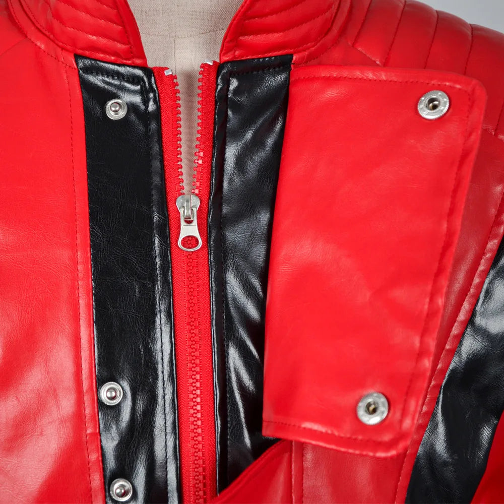 Michael Jackson Thriller Scary Cosplay Costumes movie Red Leather Jacket for Women Man Adults Dress Anime Halloween Christmas