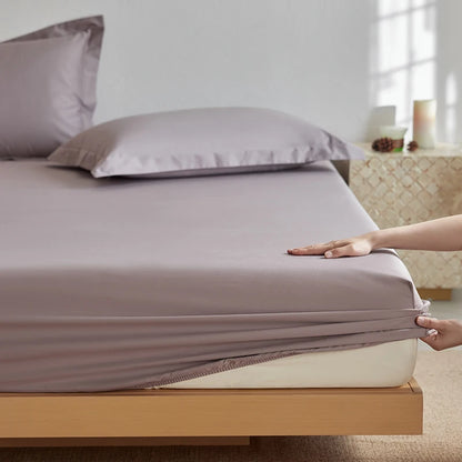Organic Egyptian Cotton Fitted Sheet with Elastic Bands Luxury 1000TC Mattress Cover Non Slip Machine Washable 140/160/180/200cm