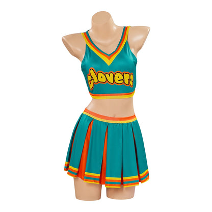 Women Adult Cheerleading Uniform Sexy School Girl Cheerleader Costume Dancing Outfit Sleeveless Crop Top with Mini Pleated Skirt