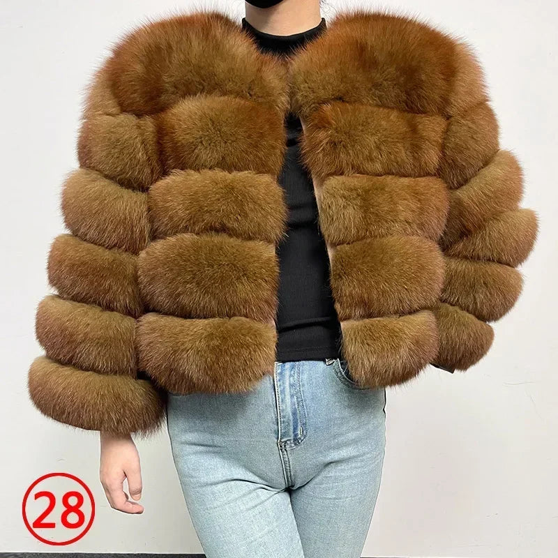 2023 Natural Real Fox Fur Coat Women Winter Warm Luxury Fur Jacket Detachable Long Sleeves Female Vest Furry Coats Outerwear