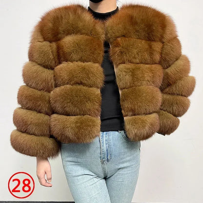 2023 Natural Real Fox Fur Coat Women Winter Warm Luxury Fur Jacket Detachable Long Sleeves Female Vest Furry Coats Outerwear