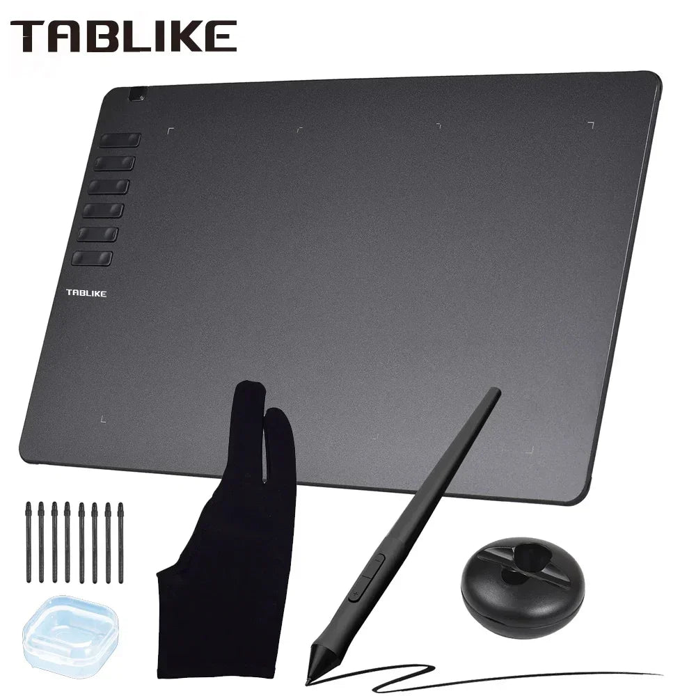 TABLIKE Graphics Tablet for Drawing, Ultra-thin Art Sketch Digital Pad with Battery-free Stylus 8 Pen Nibs 8192 Levels Pressure