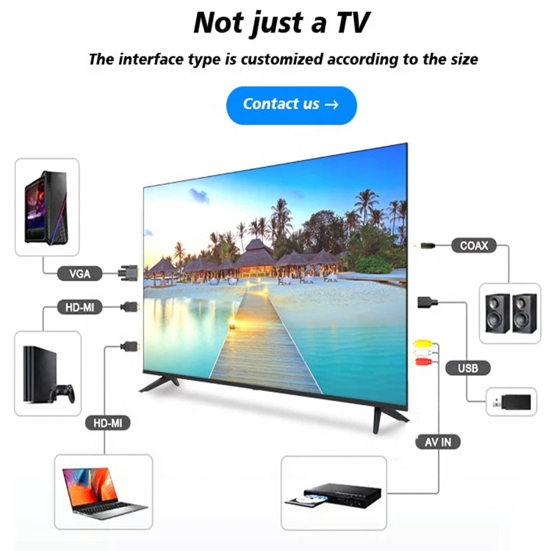 Accept Custom 4K Android Flat Screen Led Tv Smart 32 40 50 55 65 75 85 43 Inch Smart Tv Screens Televisions Smart Tvs