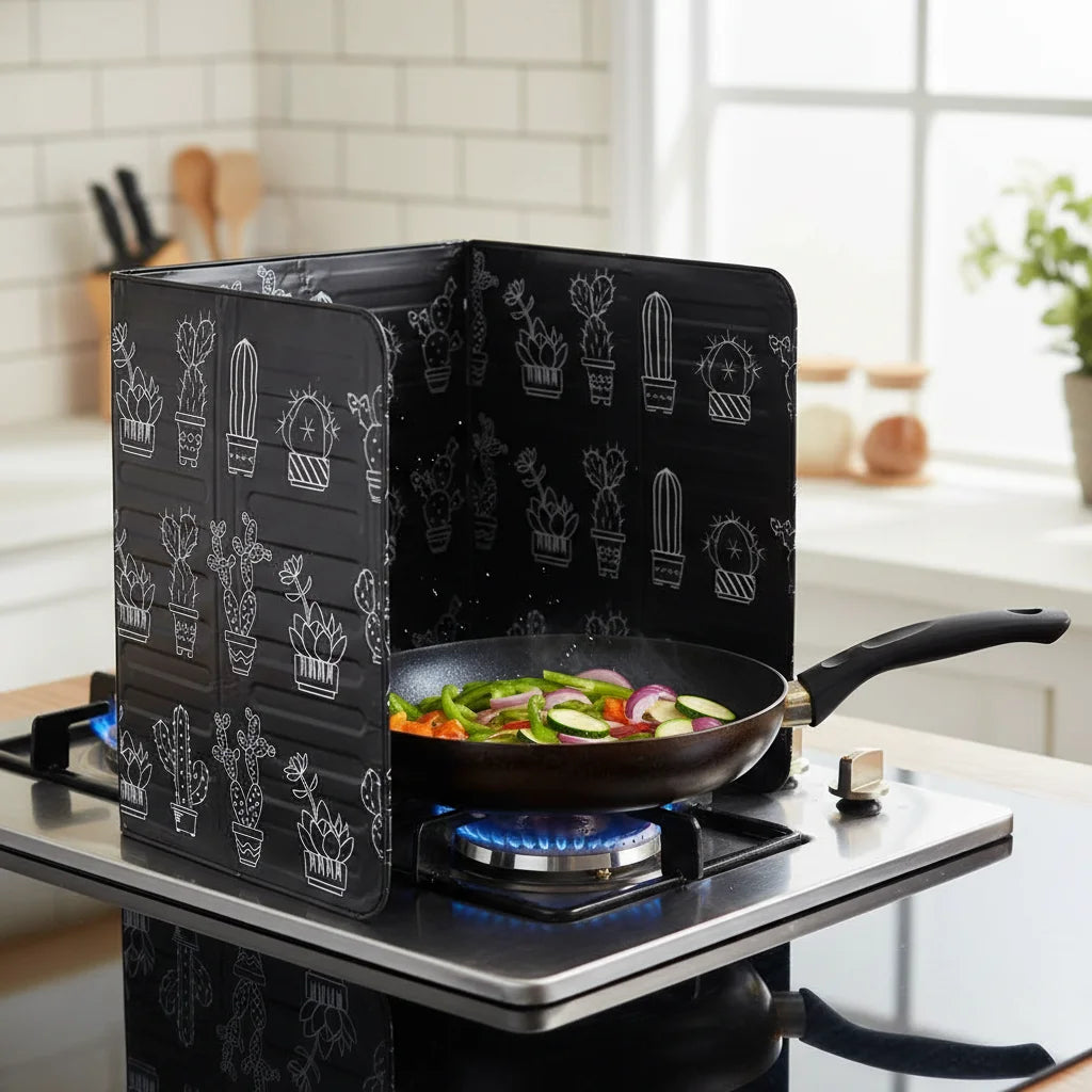 Aluminum Foldable Kitchen Gas Stove Baffle Plate Kitchen Frying Pan Oil Splash Protection Screen Heat Shields Kichen Accessories