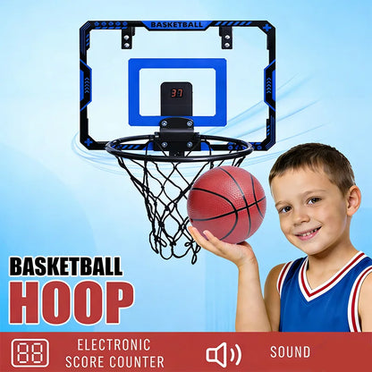 Wall Mounted Basketball Hoop Set with Digital Scoreboard, Kids Portable Outdoor Indoor Basketball Training Sport Funny Game Toys