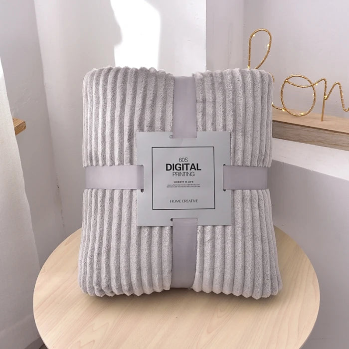 Soft Coral Fleece Blanket On The Sofa Thickened Winter Bed Blanket Warm Stitch Fluffy Bedspread Plaid Sofa, Excluding cardboard