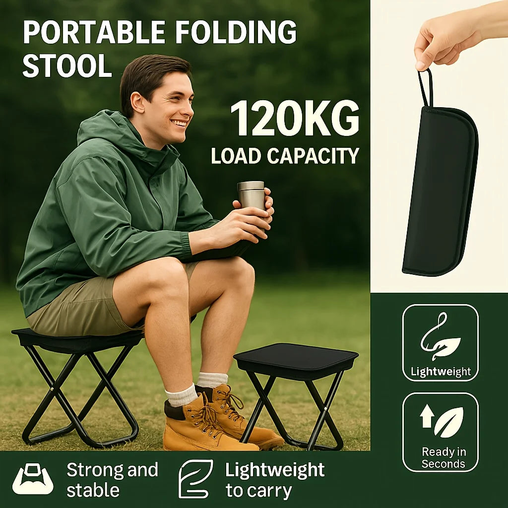Summer days call for outdoor fun! Use this compact folding stool for family camping, backyard parties, hiking and fishing trips.