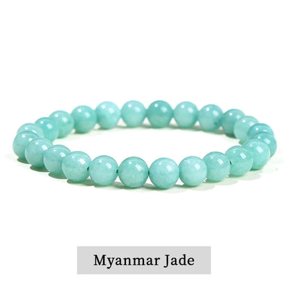 JD Natural Stone Beads Bracelet Amethyst Tiger Eye Crystal Quartz Agate Gem Beads Bangles Women Men Reiki Healling Jewelry Gift