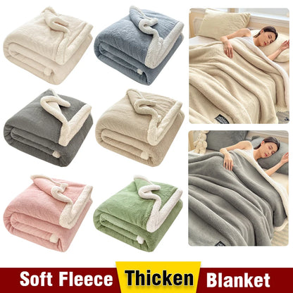 Thickened Double-layer Lamb Fleece Flannel Blanket for Bed Office Air Conditioning and Nap Throw Soft Blanket for Bedding Sofa