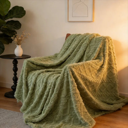 New Jacquard Rhombus Taffy Velvet Blanket Single Layer Double Sided Milk Velvet Soft Warm Throw Blanket for Sofa Bed Office Air