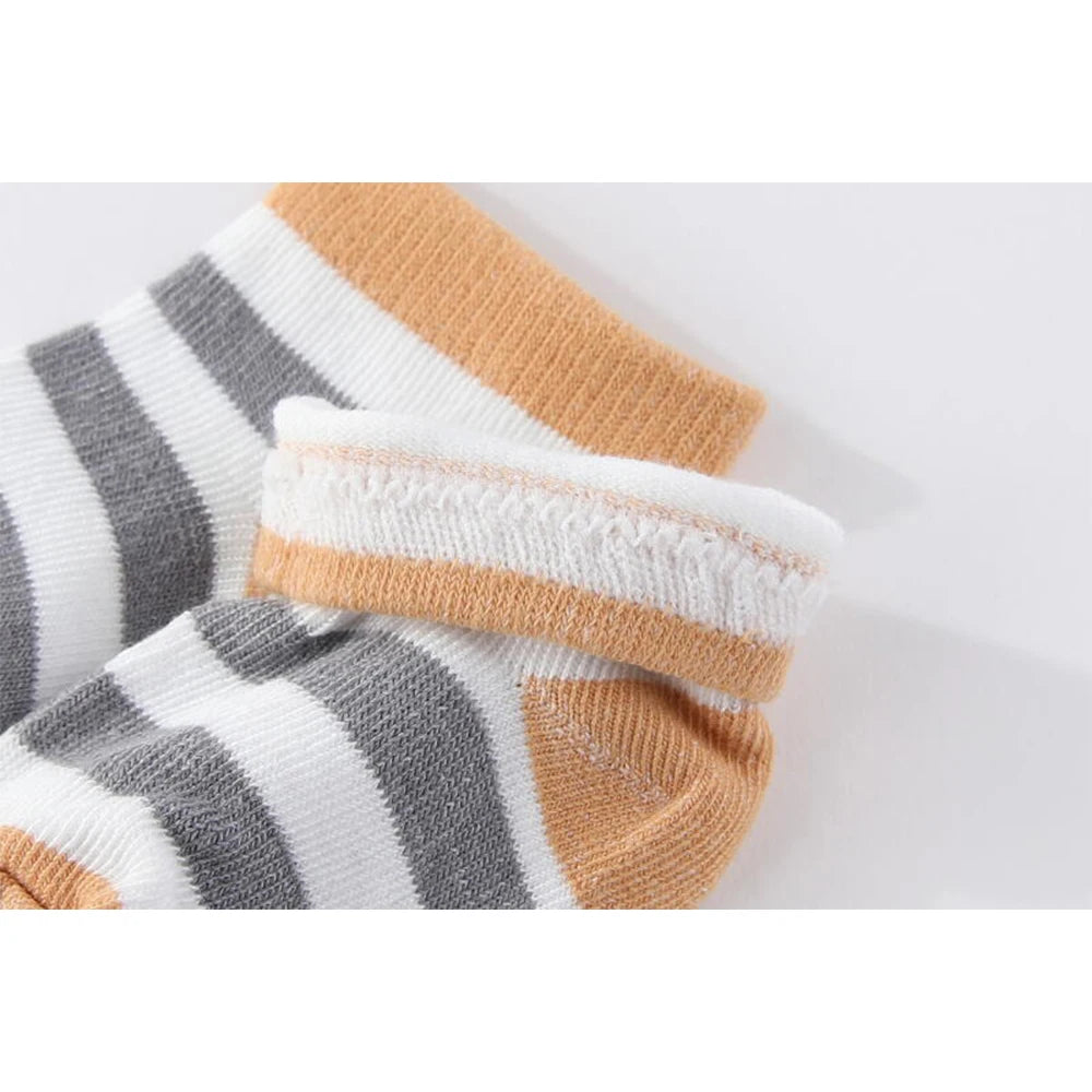 Kiddiezoom 4 Pairs Fashion Newborn Baby Boy Girl mid-calf Socks Cotton Soft Breathable Infant Accessories Four Seasons 0-18M