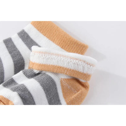 Kiddiezoom 4 Pairs Fashion Newborn Baby Boy Girl mid-calf Socks Cotton Soft Breathable Infant Accessories Four Seasons 0-18M