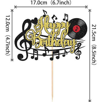 Music Party Cake Topper Guitar CD Optical Disc Musical Note Happy Birthday Decoration Baby Shower Party Dessert Baking Supplies