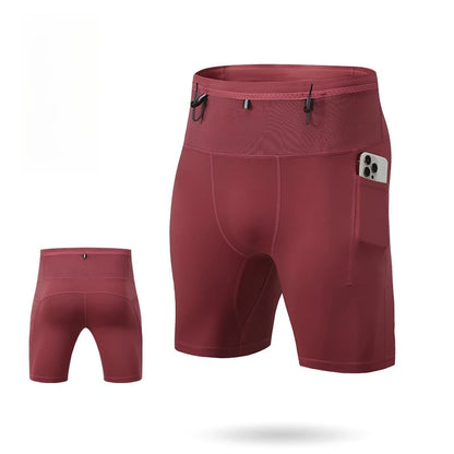 Men's Compression Shorts with Pockets for Running and Gym, Quick-Dry Breathable Athletic basketball Workout Pants Plus Size