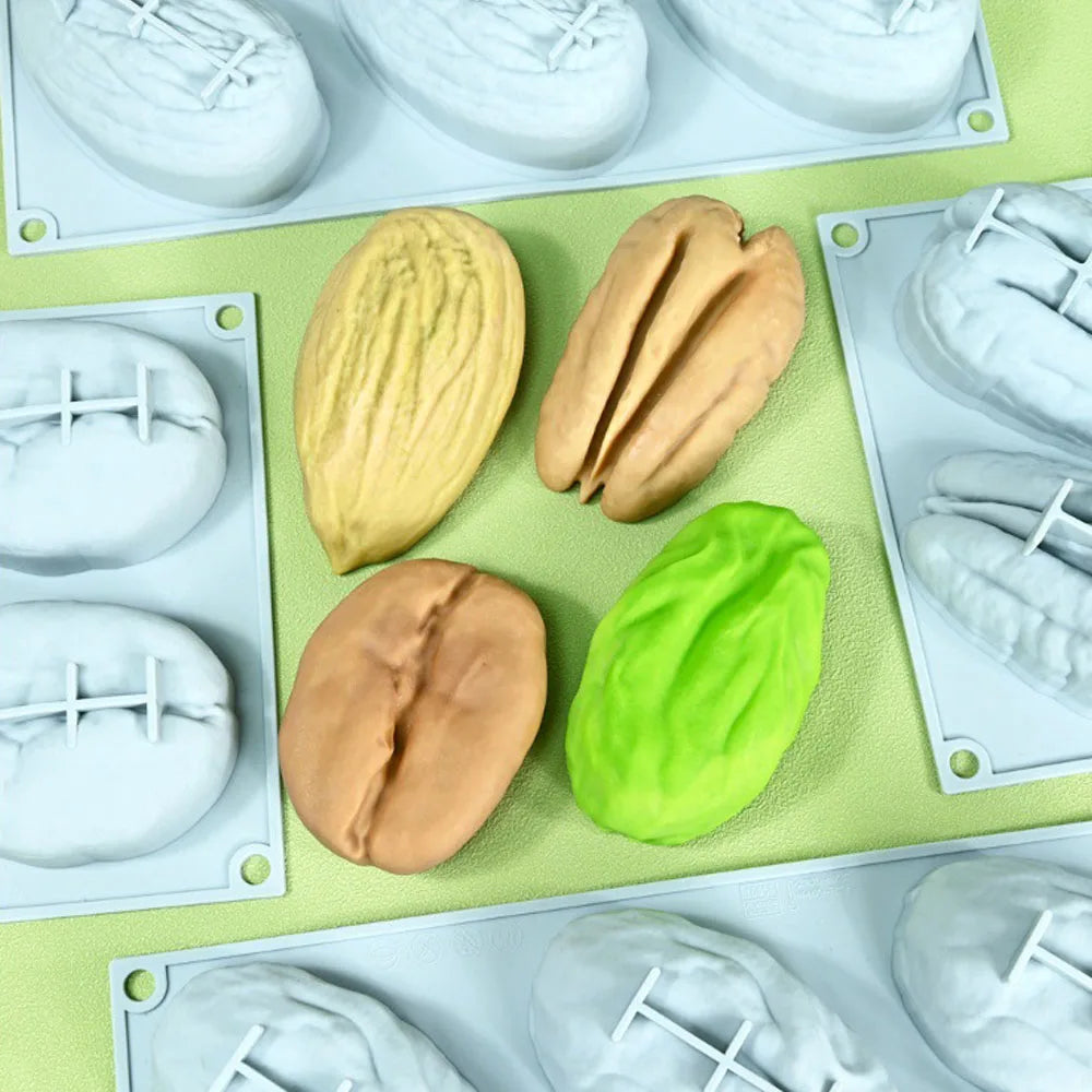 DIY Silicone Mold Nut-Shaped Pistachio/Almond/Pecan/Coffee Bean Mousse Mold Candles Chocolate Ice Mould Kitchen Cake Decor Tool