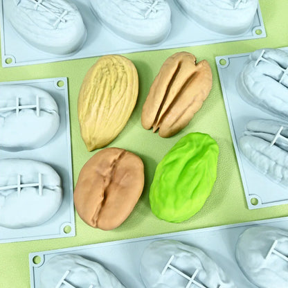 DIY Silicone Mold Nut-Shaped Pistachio/Almond/Pecan/Coffee Bean Mousse Mold Candles Chocolate Ice Mould Kitchen Cake Decor Tool