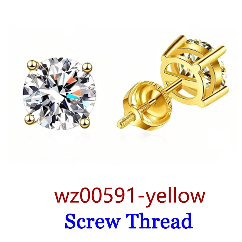 Premium 0.5-2ct Moissanite Diamond Stud Earrings for Women Orginal 925 Sterling Silver Screw Back Women Moissanite Earring 2026