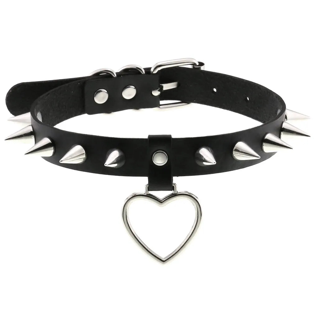 DIEZI Vintage Sweet Cool Hip Hop Rivet Choker Necklace Harajuku Gothic Club Black PU Leather Collar Torques Necklace Jewelry