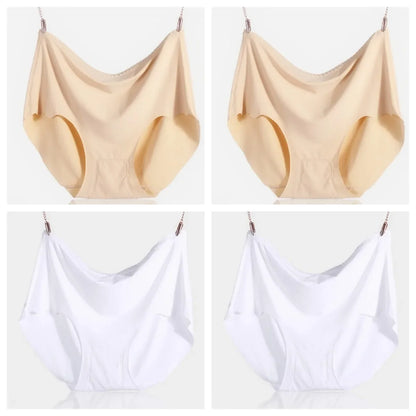 4Pcs Women Plus Size High Waist Ice Silk Boy Shorts Sexy Ultrathin Breathable Soft Underwear Panties Lingerie for 55-125kg