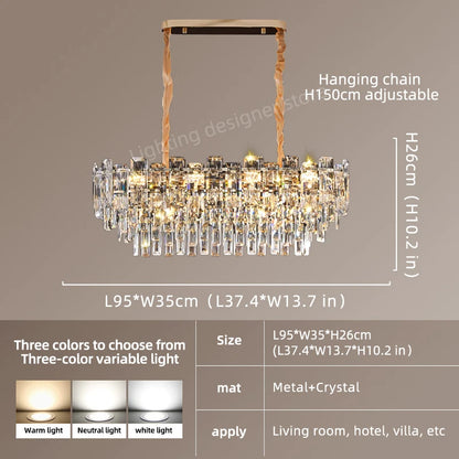 Loft Pendant Lighting Crystal Chandelier Ceiling for Dining Room Modern Led Ceiling Hanging Lamp for Living Room Villa