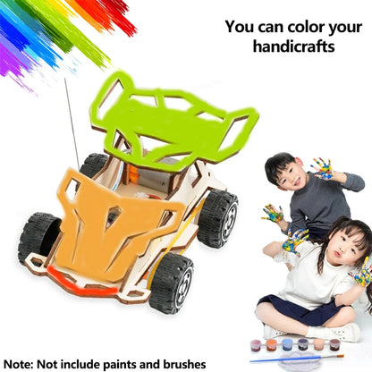 DIY Wooden Remote Control Car Kit STEM Building Toy Educational Science Project Wireless Racing Car for Kids Teens Gifts