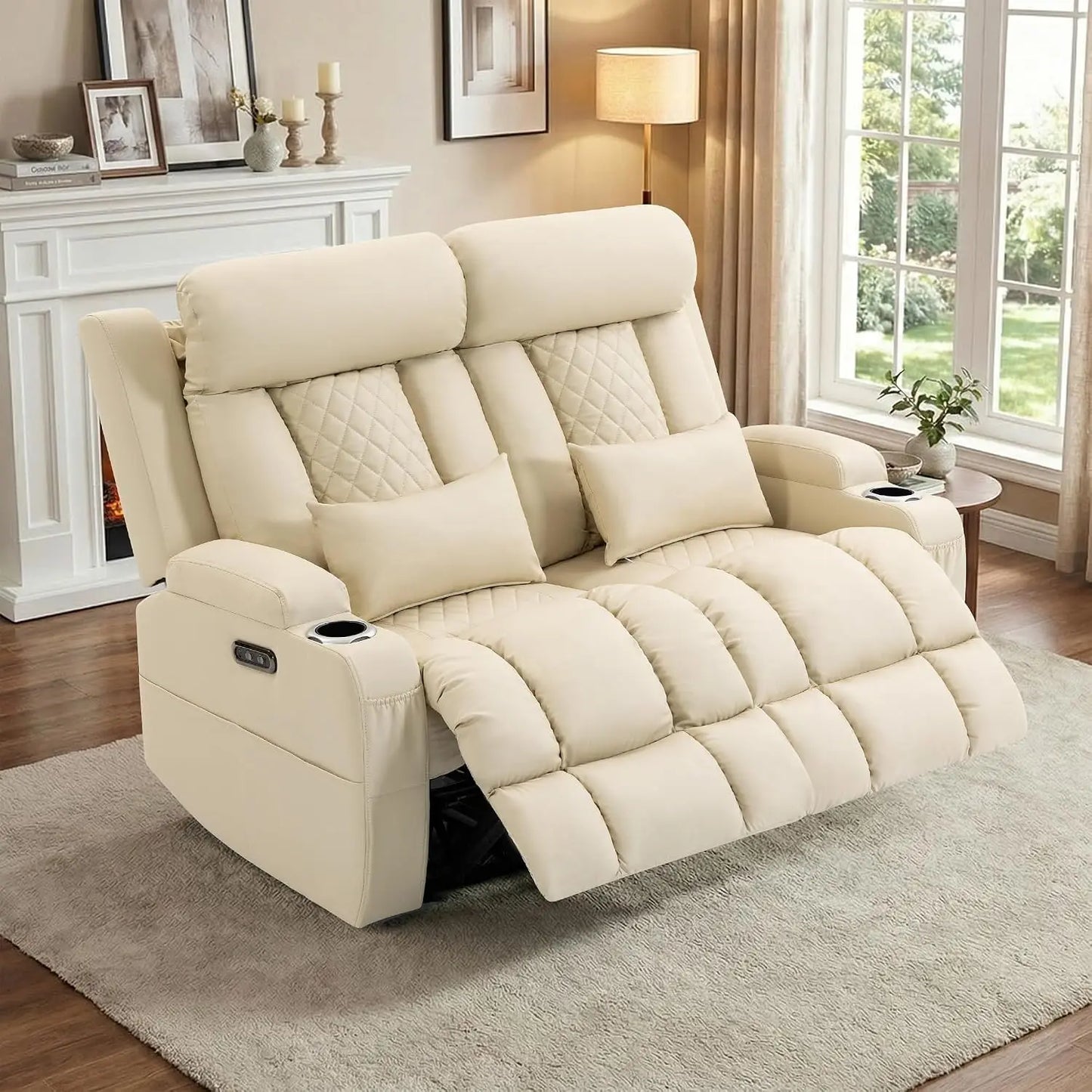 Electric RV Loveseat Recliner Sofa, Cat-Friendly Power Reclining Sofa Couch with Adjustable Headrest, Wall Hugger, Custom