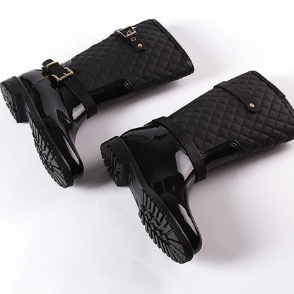 2023 fashion quality water rain shoes warm women's plaidlady rain boots in the rain boots ladys rainboots women boots shoes
