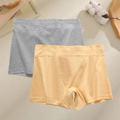 New 2PCS Women's Panties Cotton Solid Color Sports Boxers Underwear Seamless High Rise Cozy Lingerie Breathable Underpants S-XXL
