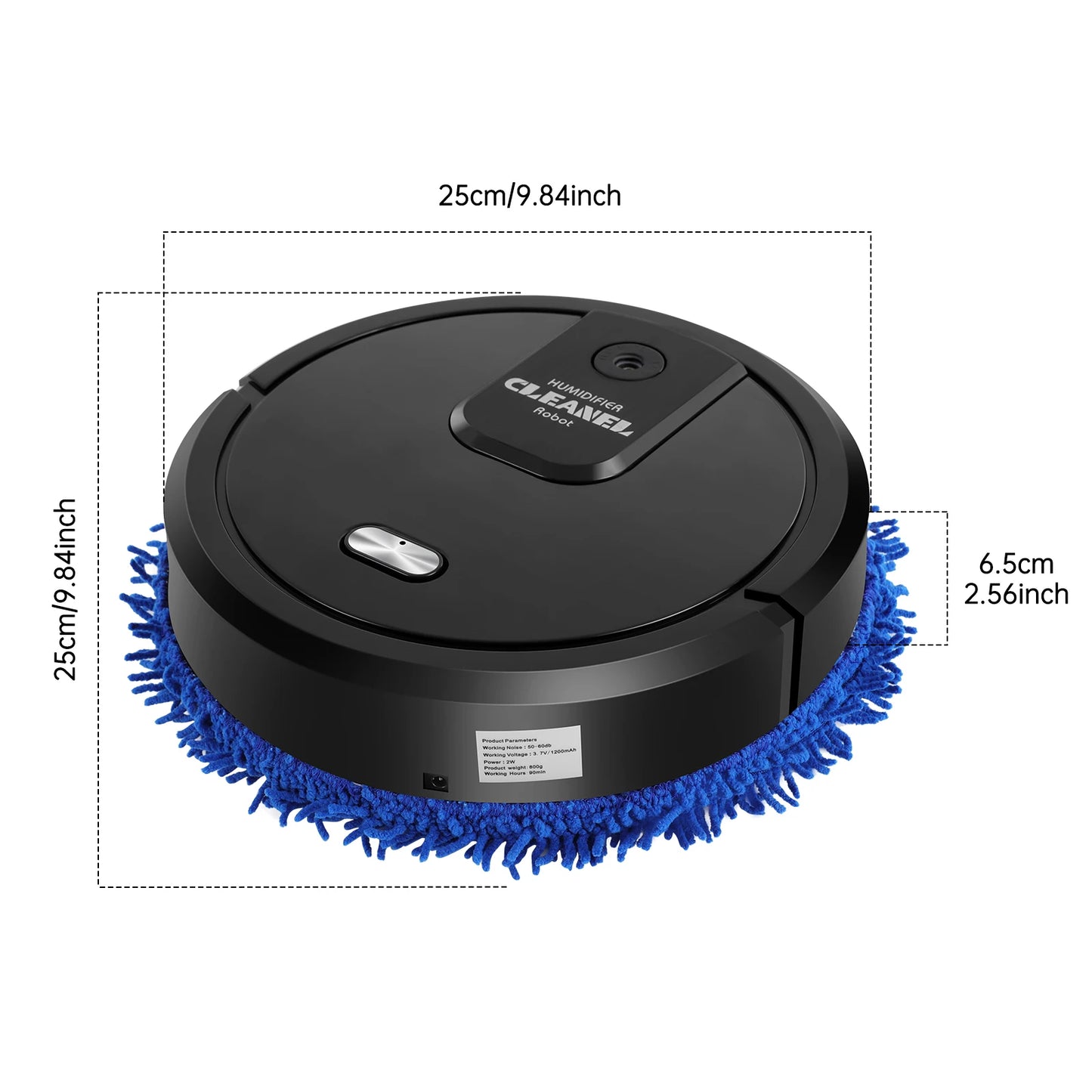 Auto Smart Robotic Mopping Machine Wet Dry Dual Use 10000RPM 60min Floor Cleaner with Spray Humidifying ABS Home Kitchen Tile