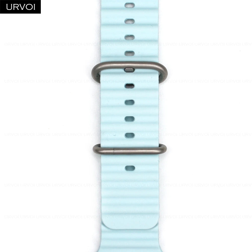 URVOI Ocean Band for Apple Watch Ultra 4 3 2 Strap Series 12 11 10 SE Sport Band for iWatch Silicone Wristband Black Buckle 49mm