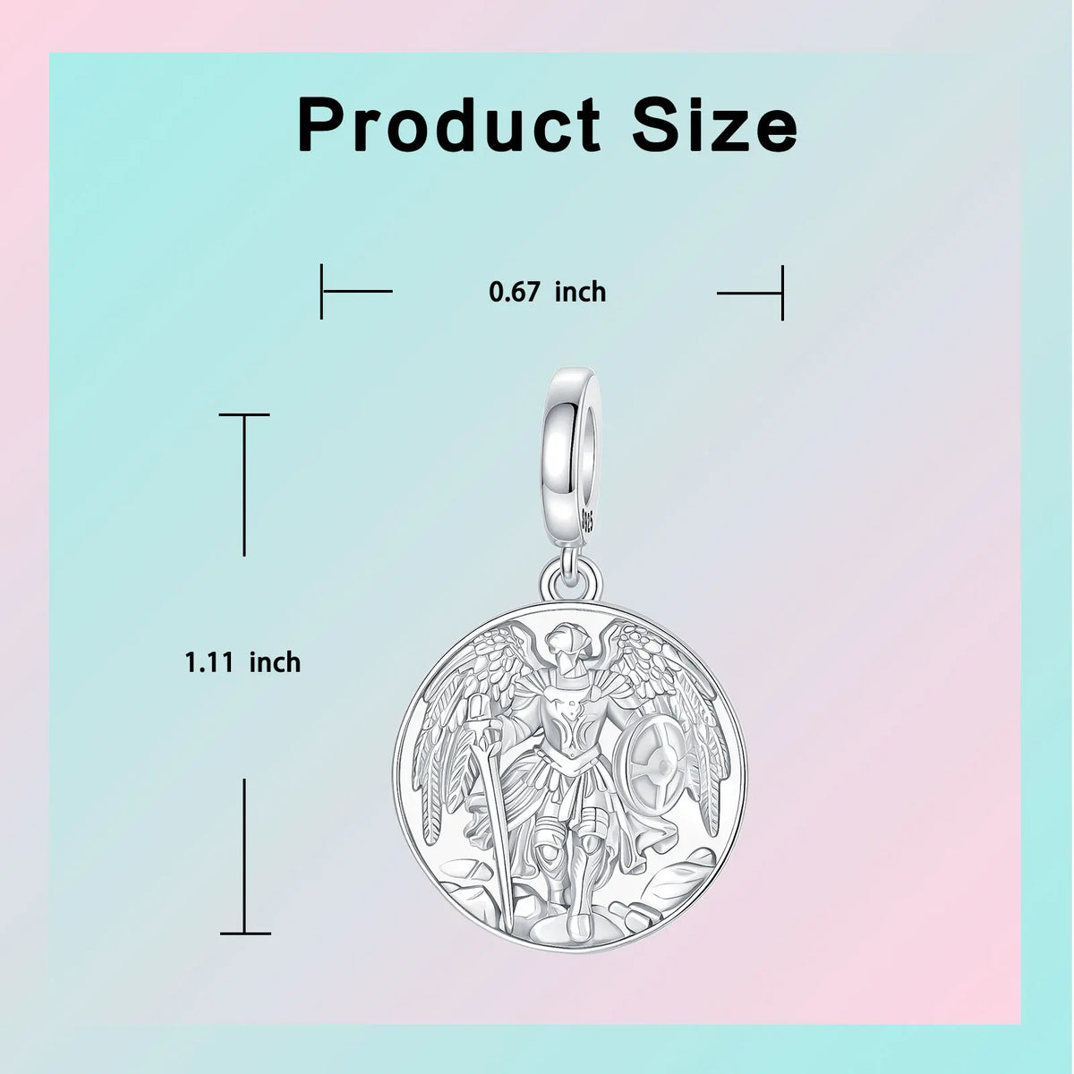 925 Sterling Silver Archangel St. Michael Warrior Angel Pendant Symbol Charm Fit Original Charm Bracelets Women DIY Jewelry Gift