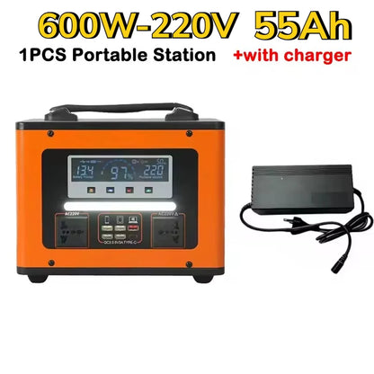 New High Power 600W 500W Portable Power Station 220V 55Ah/40Ah Solar Outdoor Mobile Power Supply Home Emergency Energy Storage