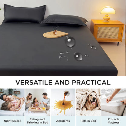 Throw Waterproof Mattress Cover Bed Fitted Sheet Mattress Bedspread Protector Pads Single/Double/King/Queen Full Size Gray/White