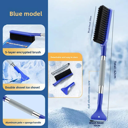 2-in-1 Car Snow Removal Brush & Ice Scraper | Multi-Functional Winter Snow Shovel with Extendable Handle | Auto Windshield Defrost Tool