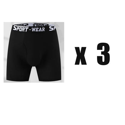 3 Pcs/Lot Fashion Solid Color Men's Underwear, Vibrant Waistband, Comfortable Flat Front, Quick-Drying Sports Breathable Shorts