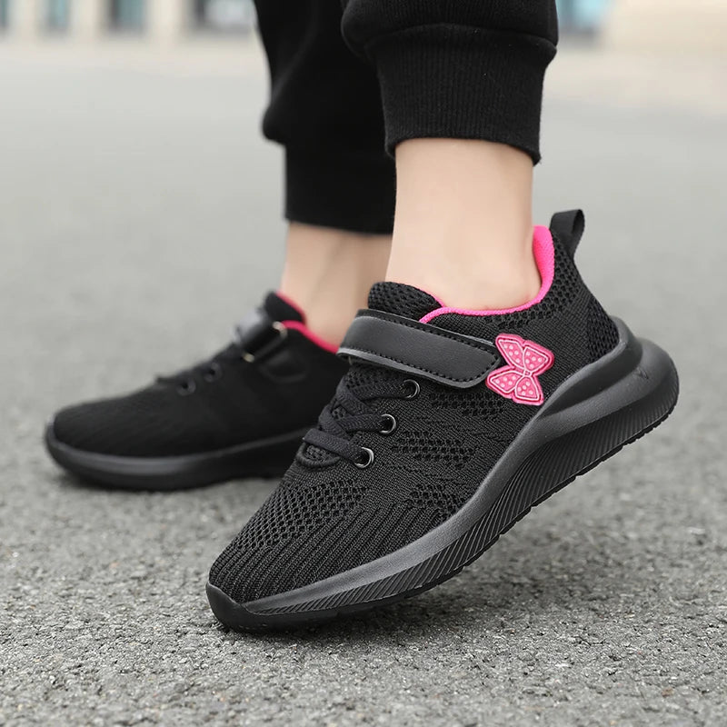 Children's sports shoes, girls' breathable leisure shoes, outdoor sports shoes, mesh surface anti slip fashionable running shoes