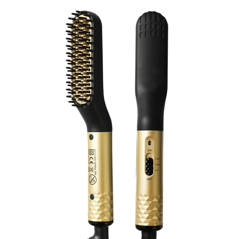 Professional Mini Ceramic Brush Hair Straightener Beard Straightening Comb Beard Hair Brush Men Hair Straightener Comb